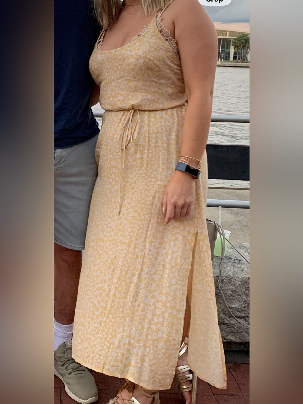 FREE PEOPLE intimately  Yellow Floral Tie-Waist Maxi Dress